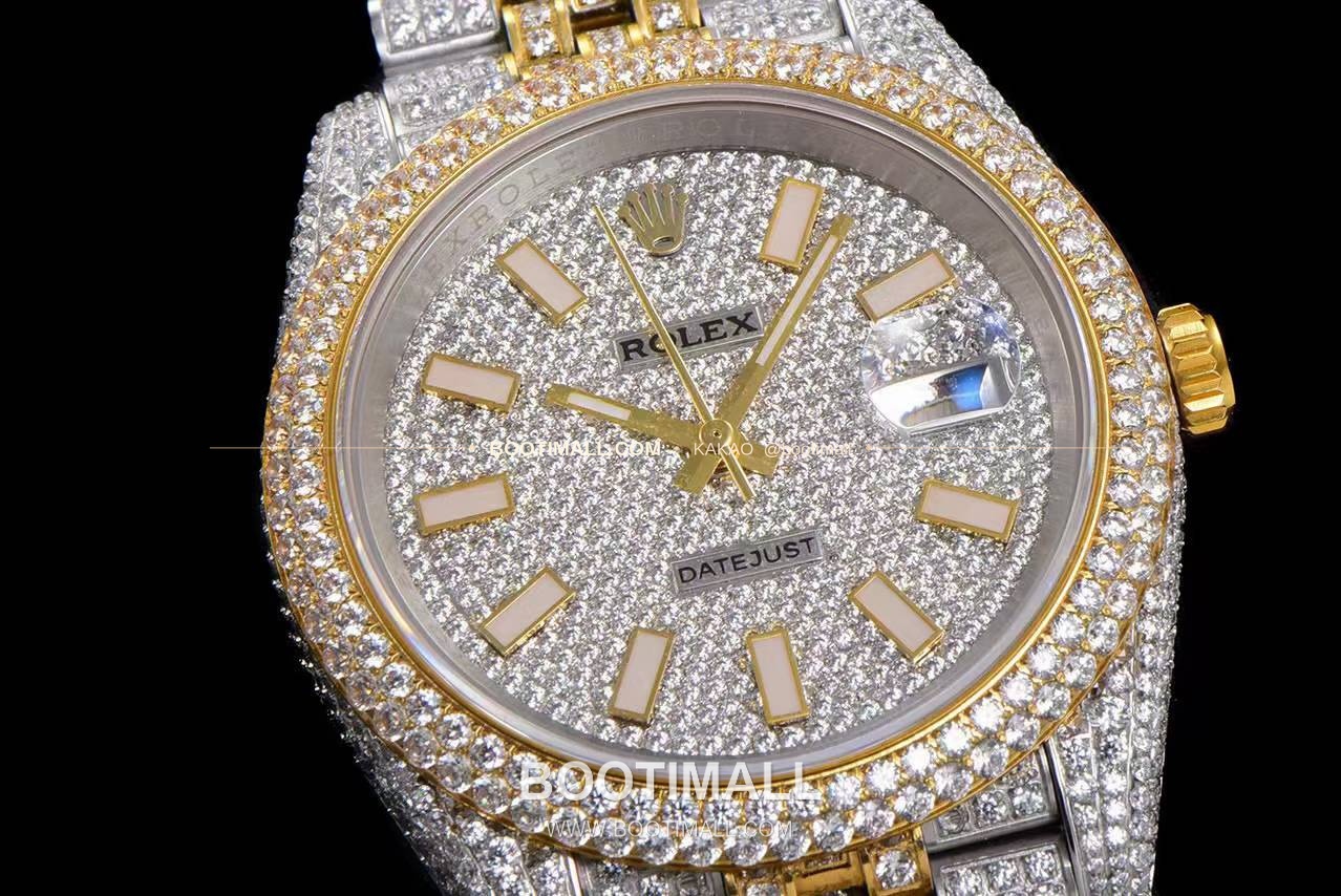 롤렉스 데이트저스트 904L스틸 풀다이아 아이스아웃 오토매틱 Rolex Datejust 904L Steel Full Diamond Iced Out Automatic 41mm 5