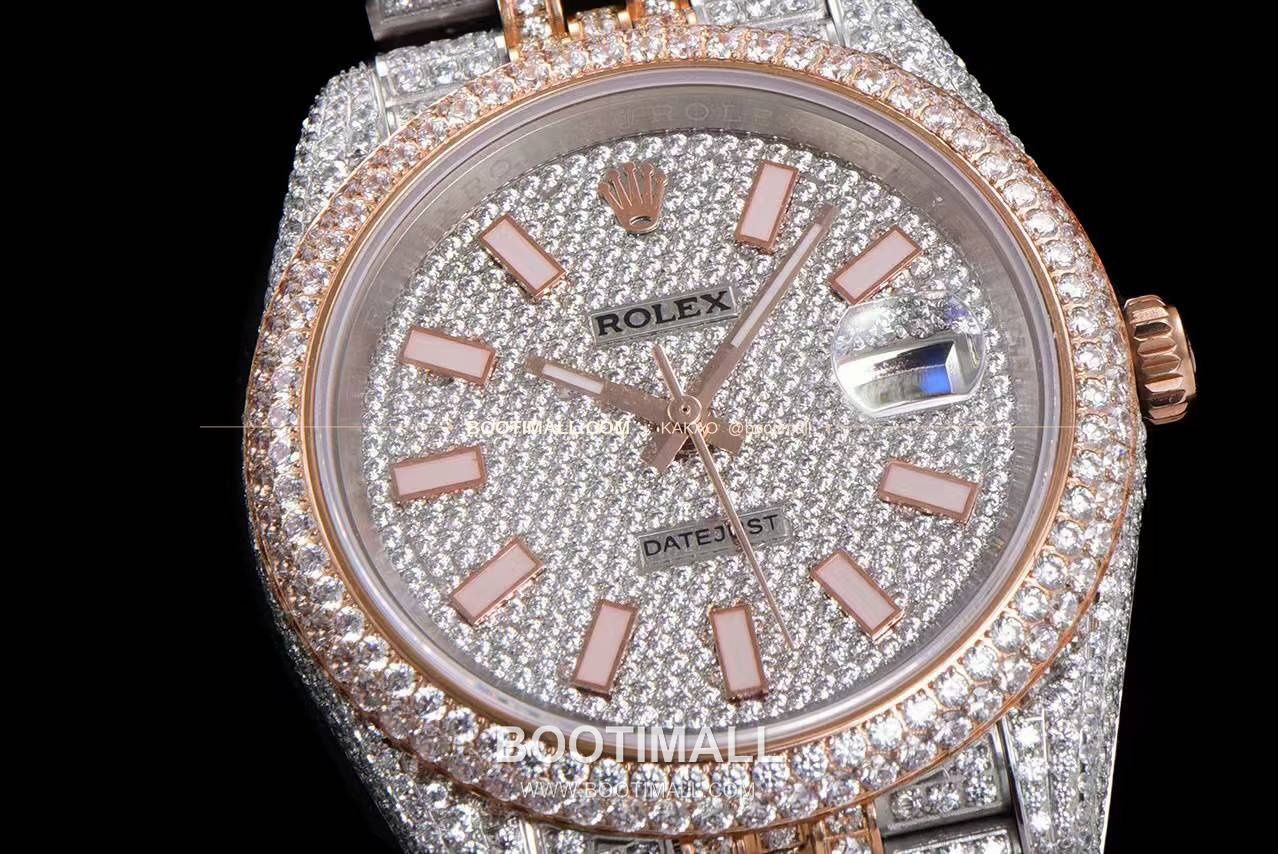 롤렉스 데이트저스트 904L스틸 풀다이아 아이스아웃 오토매틱 Rolex Datejust 904L Steel Full Diamond Iced Out Automatic 41mm 5