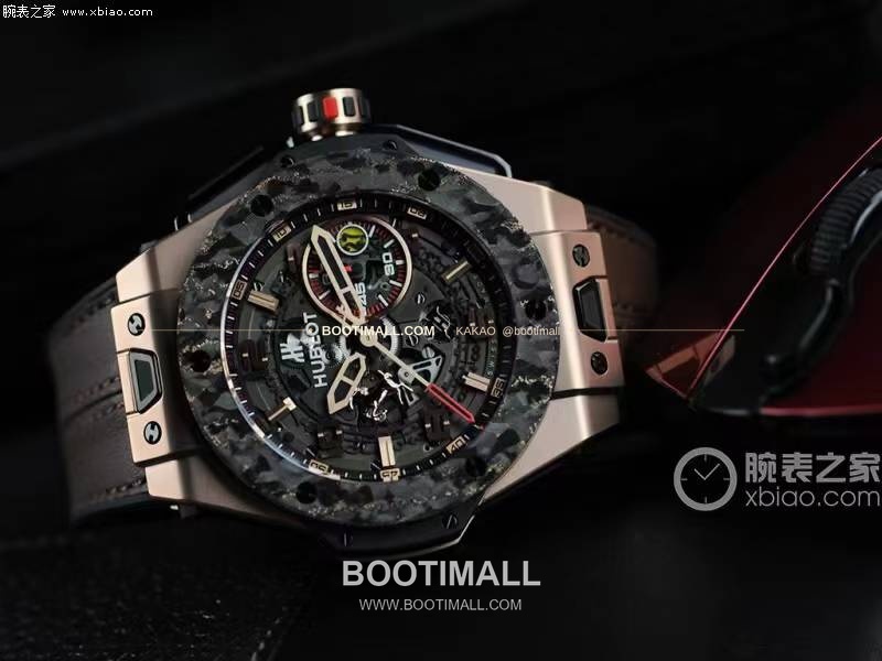 위블로 빅뱅 페라리 카본 티타늄 스켈레톤 크로노그래프 오토매틱 Hublot Big Bang Ferrari Carbon Titanium Skeleton Chronograph Automatic 401.OQ.0123.VR 45mm 4