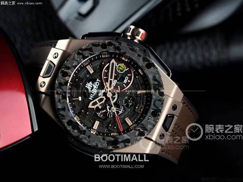 위블로 빅뱅 페라리 카본 티타늄 스켈레톤 크로노그래프 오토매틱 Hublot Big Bang Ferrari Carbon Titanium Skeleton Chronograph Automatic 401.OQ.0123.VR 45mm 5