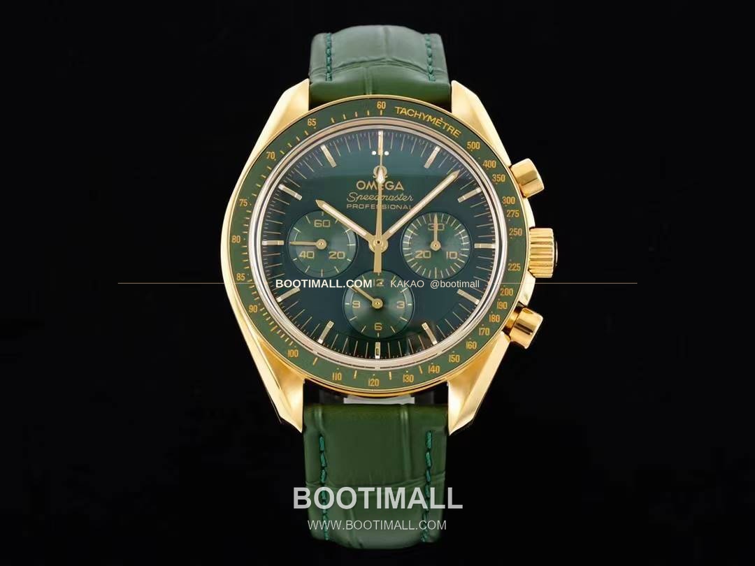 오메가 스피드마스터 문워치 그린 골드 크로노그래프 오토매틱 Omega Speedmaster Moonwatch Green Gold Chronograph Automatic 42mm 1
