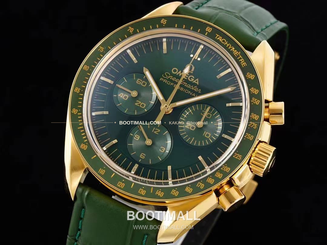 오메가 스피드마스터 문워치 그린 골드 크로노그래프 오토매틱 Omega Speedmaster Moonwatch Green Gold Chronograph Automatic 42mm 2