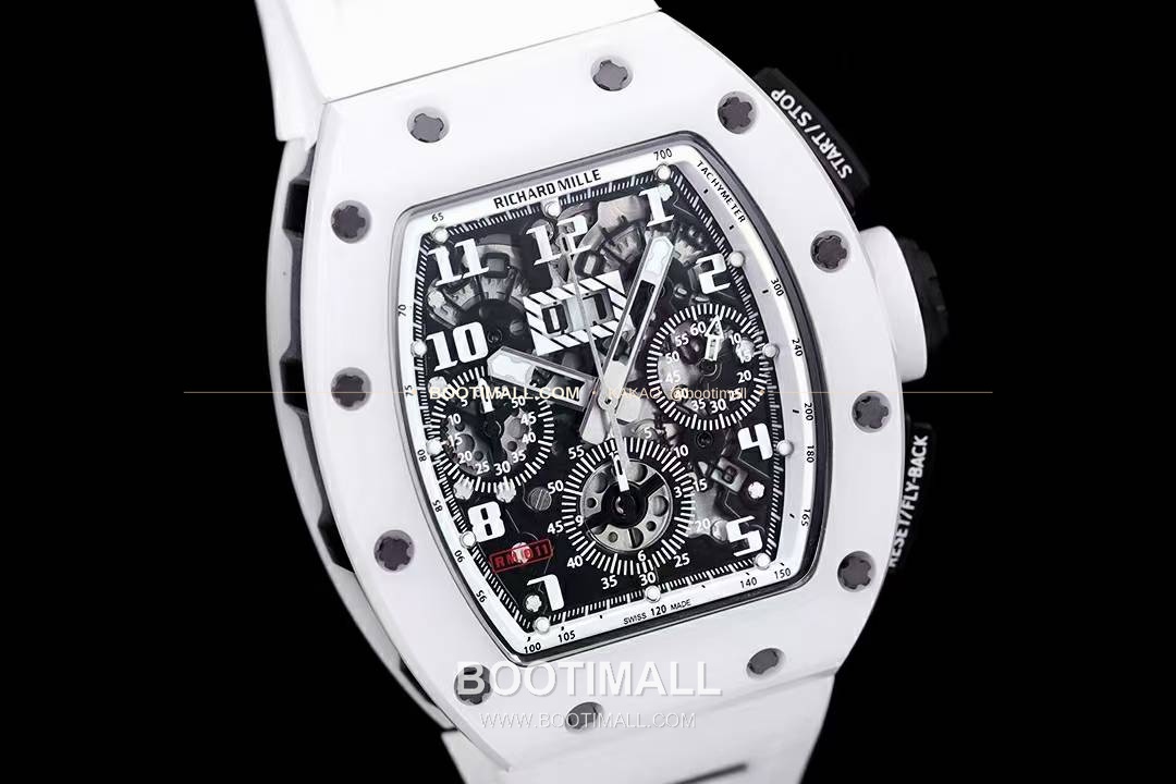 리차드밀 RM11-FM 플라이백 크로노그래프 카본 세라믹 스켈레톤 오토매틱 Richard Mille RM11-FM Flyback Chronograph Carbon Ceramic Skeleton Automatic 50mm 4