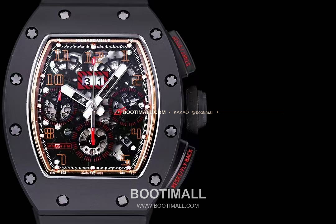 리차드밀 RM11-FM 플라이백 크로노그래프 카본 세라믹 스켈레톤 오토매틱 Richard Mille RM11-FM Flyback Chronograph Carbon Ceramic Skeleton Automatic 50mm 2