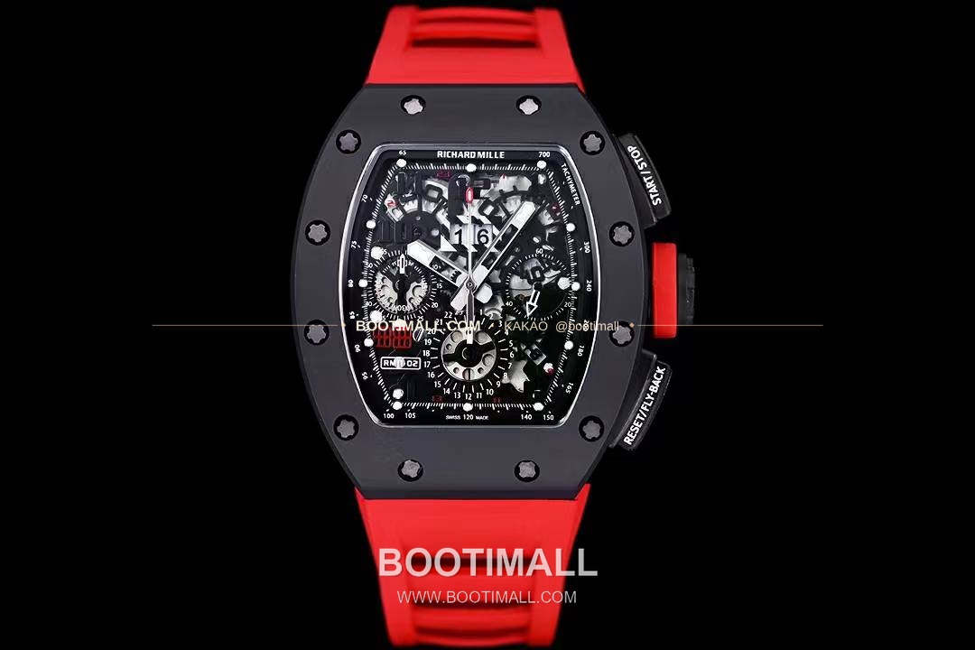 리차드밀 RM11-FM 플라이백 크로노그래프 카본 세라믹 스켈레톤 오토매틱 Richard Mille RM11-FM Flyback Chronograph Carbon Ceramic Skeleton Automatic 50mm 1