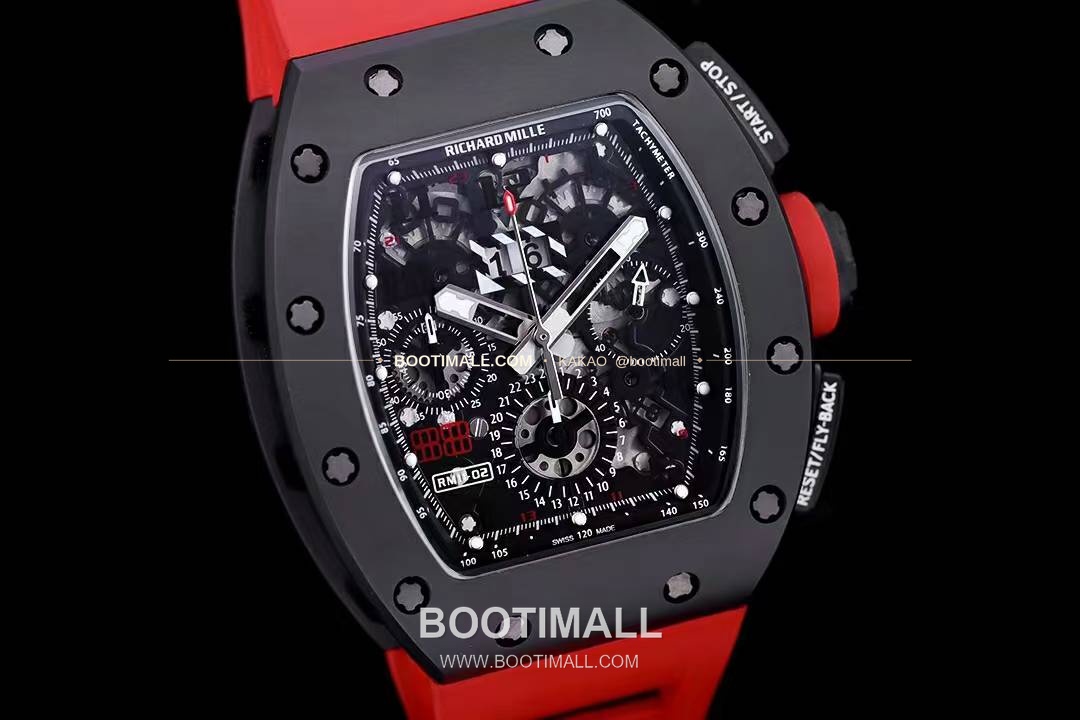 리차드밀 RM11-FM 플라이백 크로노그래프 카본 세라믹 스켈레톤 오토매틱 Richard Mille RM11-FM Flyback Chronograph Carbon Ceramic Skeleton Automatic 50mm 4