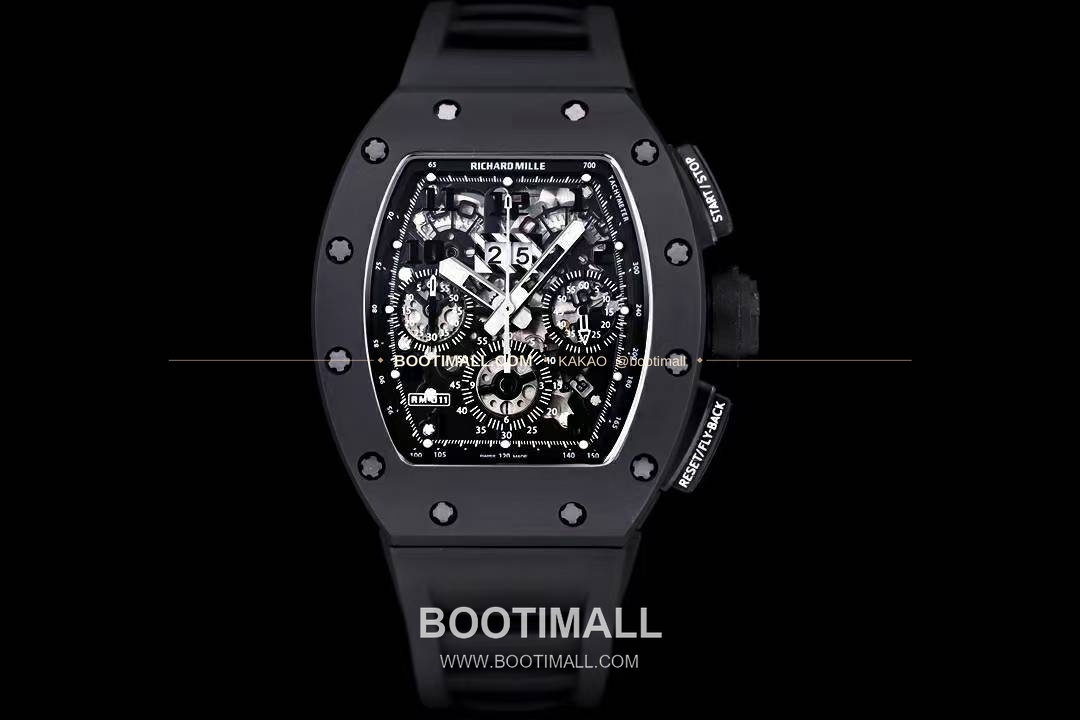 리차드밀 RM11-FM 플라이백 크로노그래프 카본 세라믹 스켈레톤 오토매틱 Richard Mille RM11-FM Flyback Chronograph Carbon Ceramic Skeleton Automatic 50mm 1