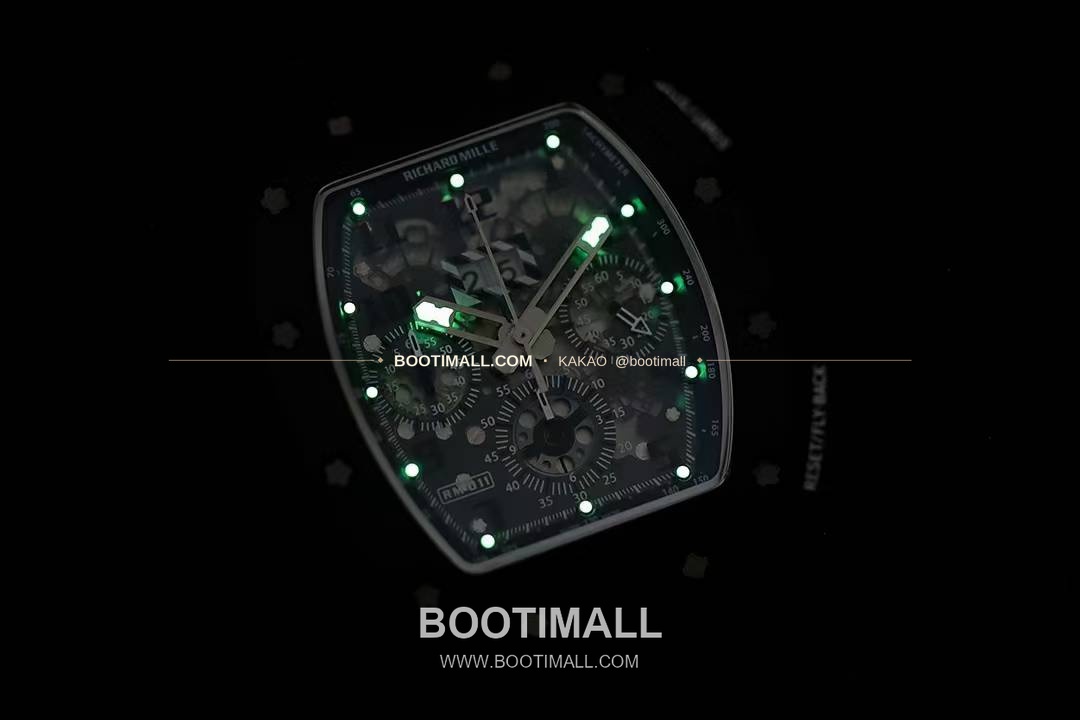 리차드밀 RM11-FM 플라이백 크로노그래프 카본 세라믹 스켈레톤 오토매틱 Richard Mille RM11-FM Flyback Chronograph Carbon Ceramic Skeleton Automatic 50mm 9