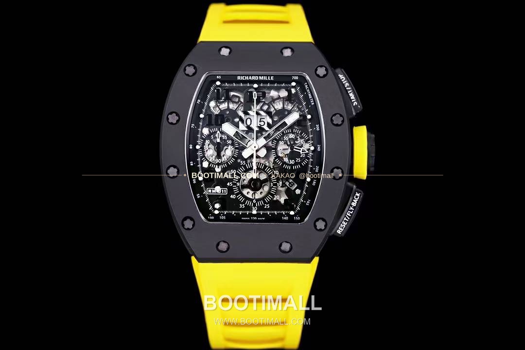 리차드밀 RM11-FM 플라이백 크로노그래프 카본 세라믹 스켈레톤 오토매틱 Richard Mille RM11-FM Flyback Chronograph Carbon Ceramic Skeleton Automatic 50mm 1