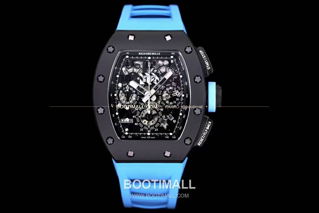 리차드밀 RM11-FM 플라이백 크로노그래프 카본 세라믹 스켈레톤 오토매틱 Richard Mille RM11-FM Flyback Chronograph Carbon Ceramic Skeleton Automatic 50mm 1
