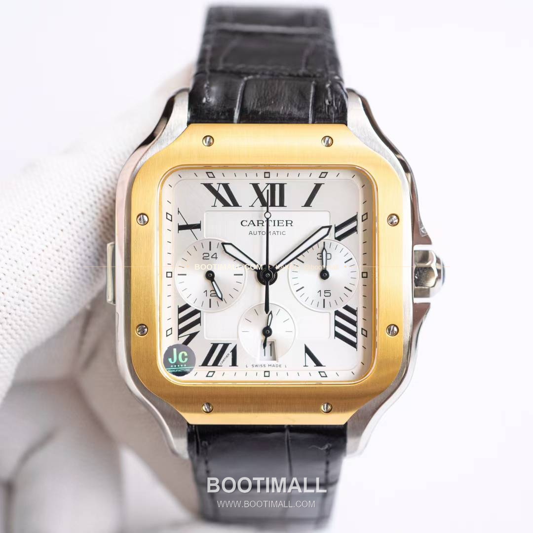 까르띠에 산토스 드 까르띠에 크로노그래프 블랙다이얼 오토매틱 Cartier Santos de Cartier Chronograph Black Dial Automatic WSSA0017 43x51mm 1