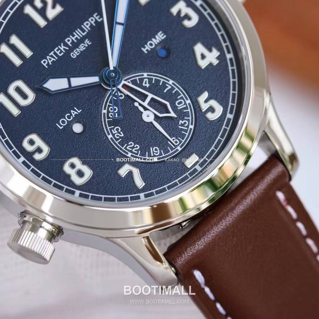 파텍필립 칼라트라바 파일럿 트래블타임 듀얼타임 블루다이얼 오토매틱 Patek Philippe Calatrava Pilot Travel Time Dual Time Blue Dial Automatic Ref.5524 42mm 6