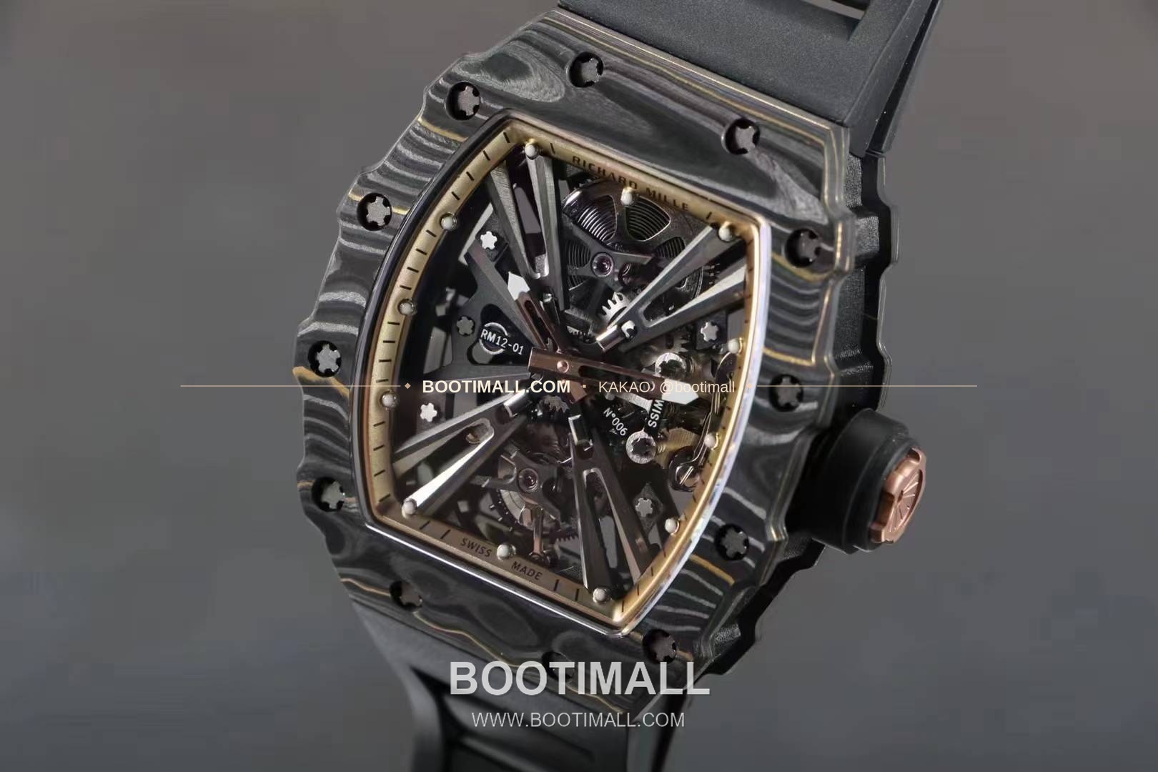 리차드밀 RM12-01 골드 카본 TPT 플로팅 투르비용 스켈레톤 수동 Richard Mille RM12-01 Gold Carbon TPT Floating Tourbillon Skeleton Manual 1