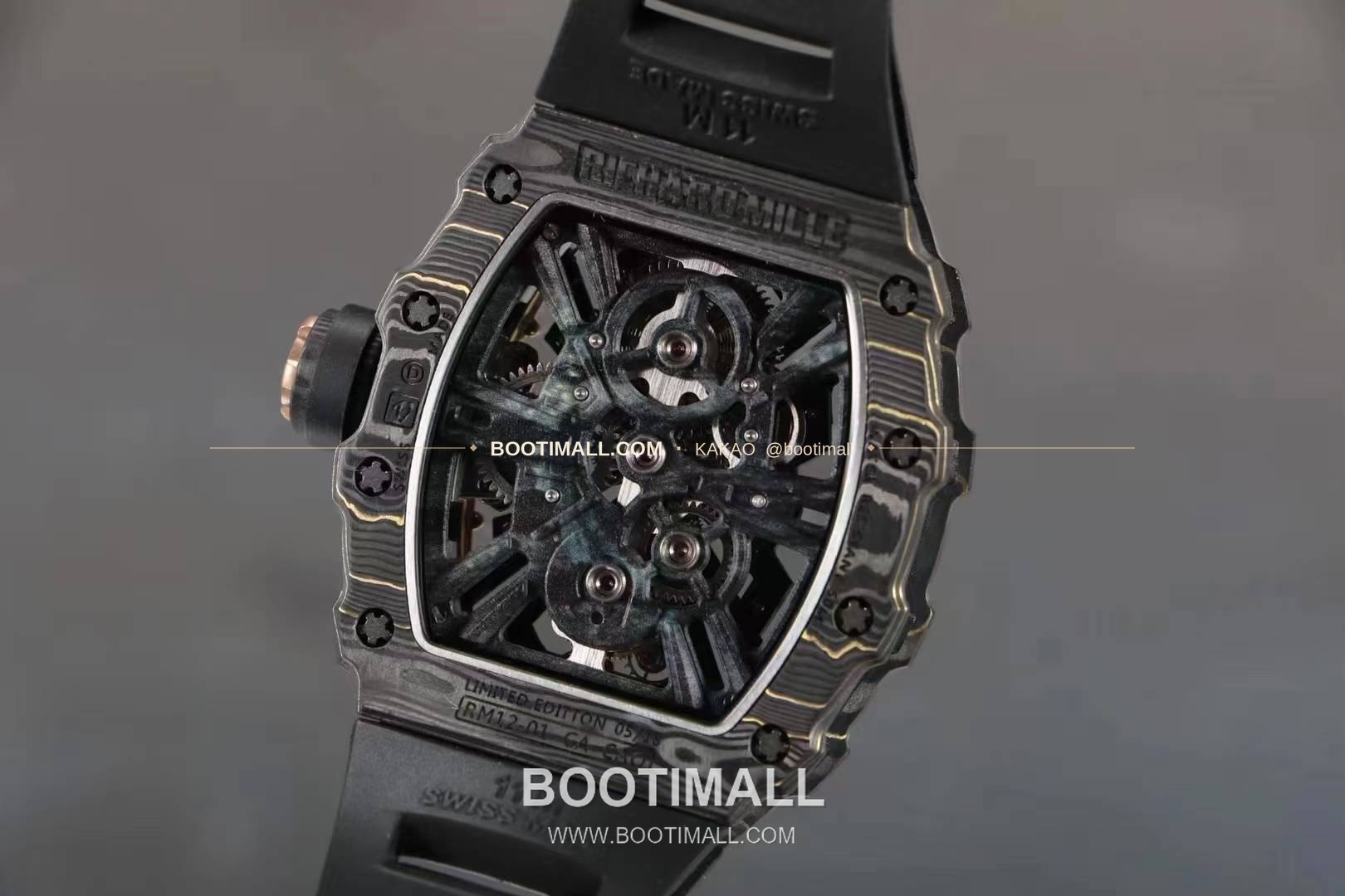 리차드밀 RM12-01 골드 카본 TPT 플로팅 투르비용 스켈레톤 수동 Richard Mille RM12-01 Gold Carbon TPT Floating Tourbillon Skeleton Manual 7