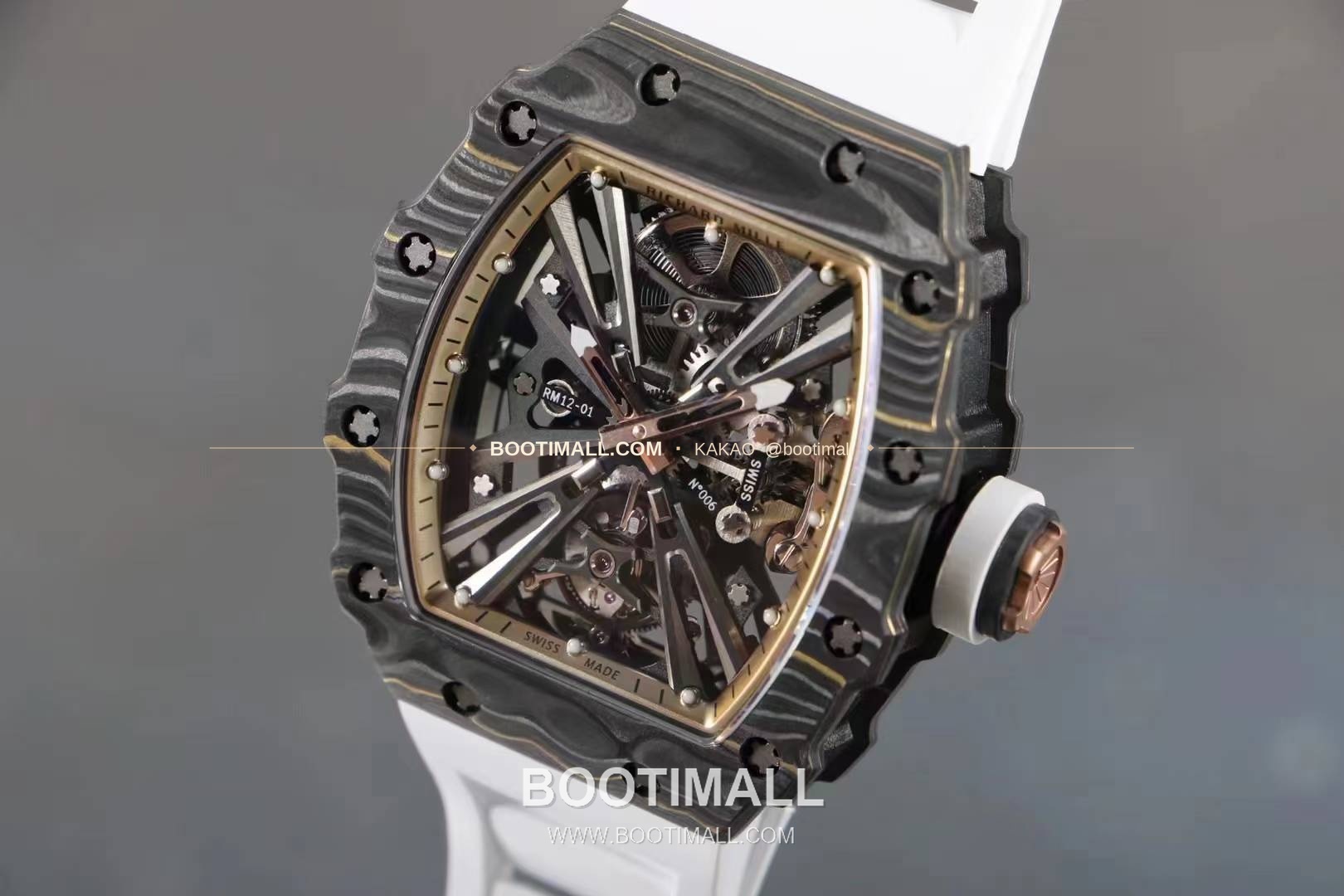 리차드밀 RM12-01 골드 카본 TPT 플로팅 투르비용 스켈레톤 수동 Richard Mille RM12-01 Gold Carbon TPT Floating Tourbillon Skeleton Manual 4