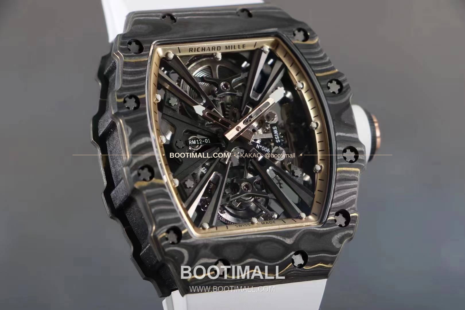 리차드밀 RM12-01 골드 카본 TPT 플로팅 투르비용 스켈레톤 수동 Richard Mille RM12-01 Gold Carbon TPT Floating Tourbillon Skeleton Manual 5