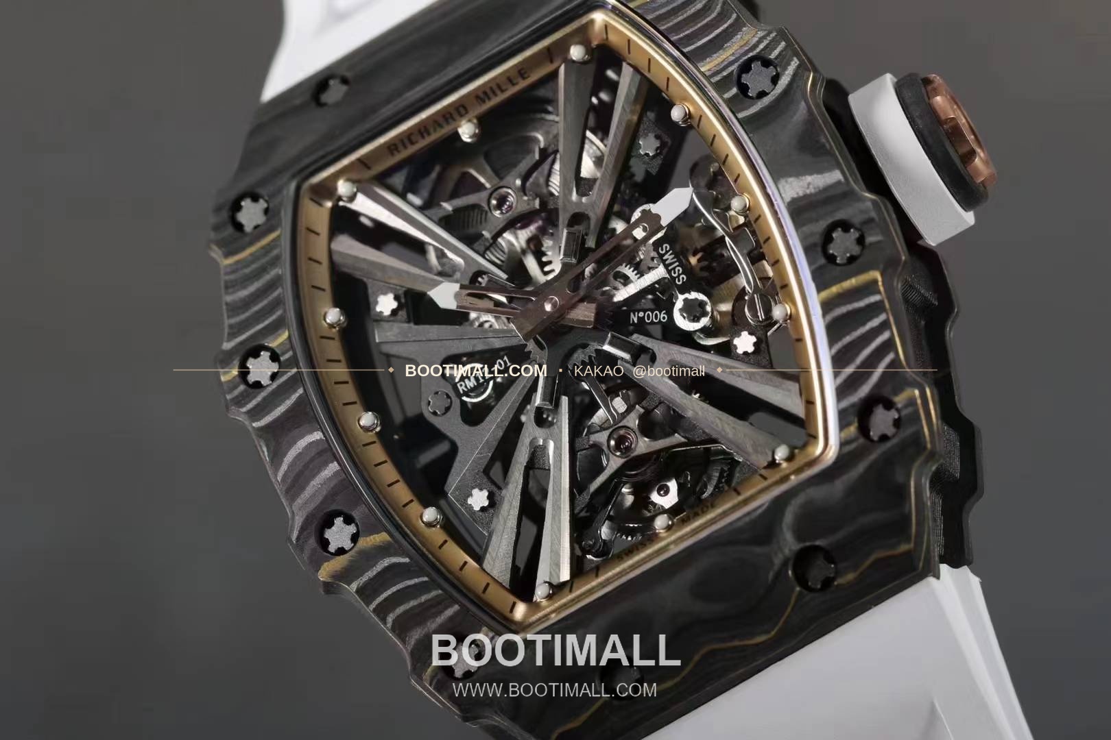 리차드밀 RM12-01 골드 카본 TPT 플로팅 투르비용 스켈레톤 수동 Richard Mille RM12-01 Gold Carbon TPT Floating Tourbillon Skeleton Manual 6