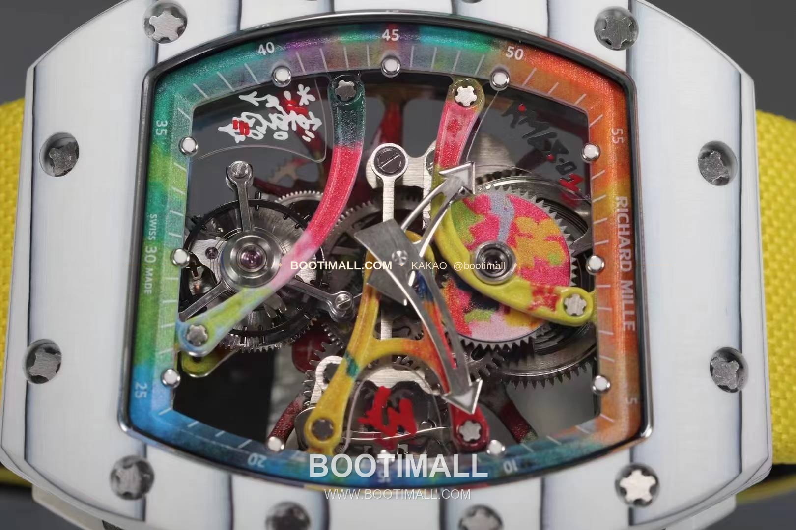 리차드밀 RM12-01 골드 카본 TPT 플로팅 투르비용 스켈레톤 수동 Richard Mille RM12-01 Gold Carbon TPT Floating Tourbillon Skeleton Manual 6