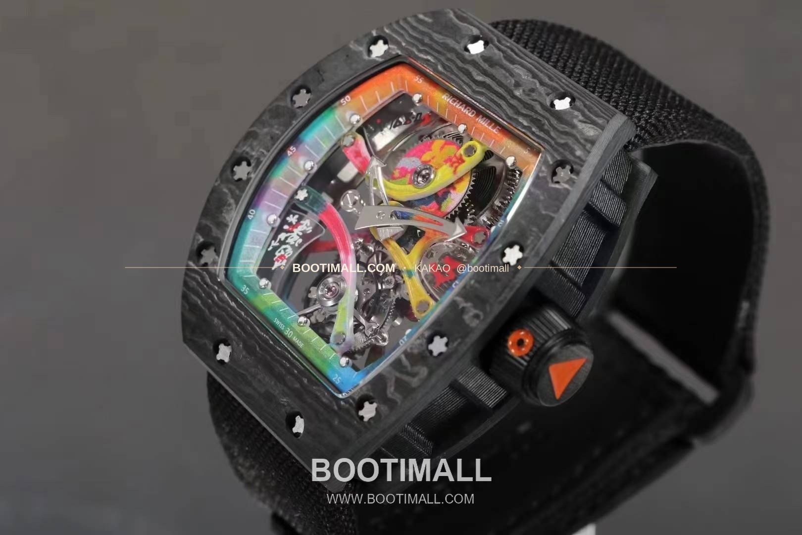 리차드밀 RM12-01 골드 카본 TPT 플로팅 투르비용 스켈레톤 수동 Richard Mille RM12-01 Gold Carbon TPT Floating Tourbillon Skeleton Manual 5
