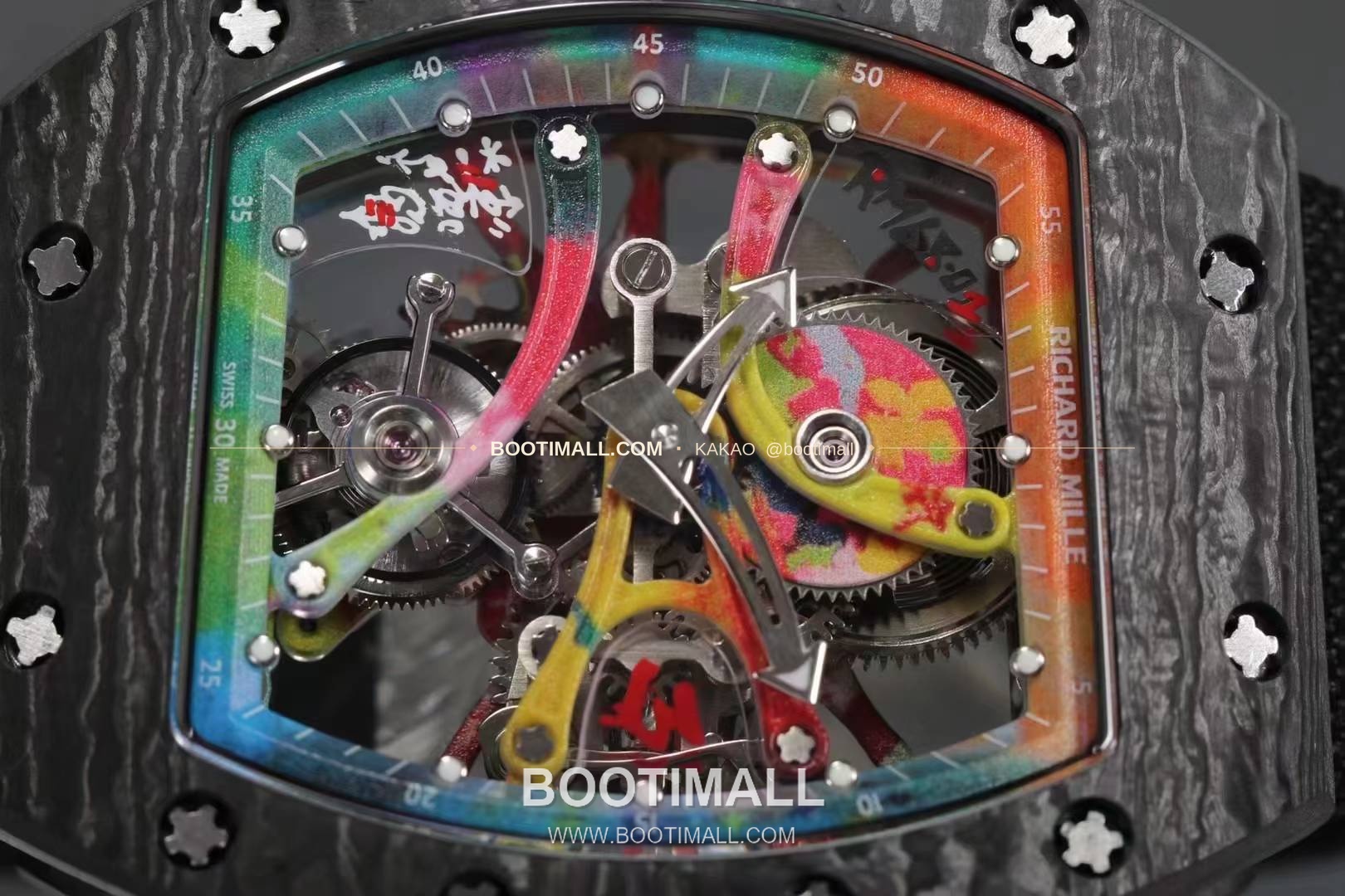 리차드밀 RM12-01 골드 카본 TPT 플로팅 투르비용 스켈레톤 수동 Richard Mille RM12-01 Gold Carbon TPT Floating Tourbillon Skeleton Manual 6