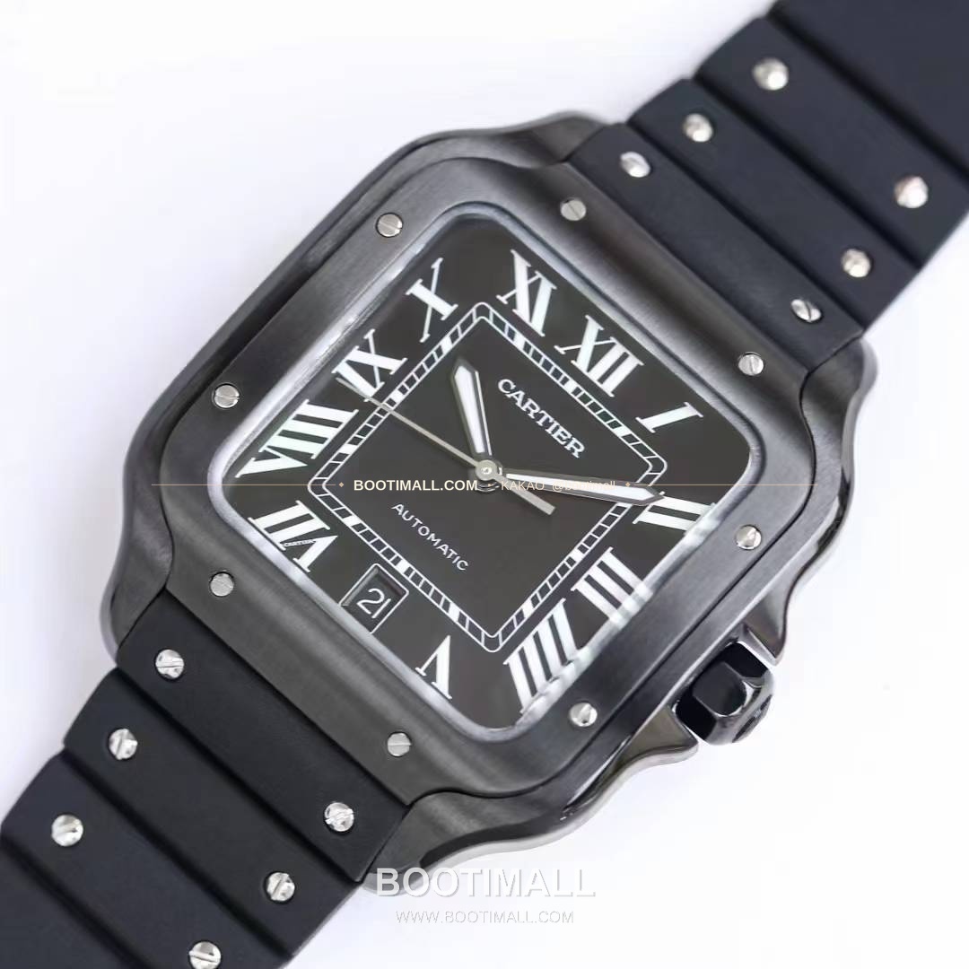 까르띠에 산토스 러버 스트랩 블랙다이얼 오토매틱 Cartier Santos Rubber Strap Black Dial Automatic 39.8mm 3