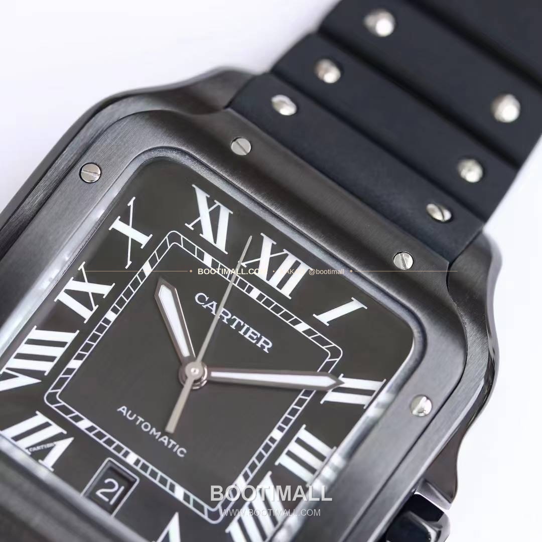 까르띠에 산토스 러버 스트랩 블랙다이얼 오토매틱 Cartier Santos Rubber Strap Black Dial Automatic 39.8mm 4