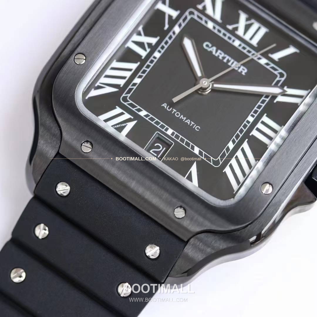 까르띠에 산토스 러버 스트랩 블랙다이얼 오토매틱 Cartier Santos Rubber Strap Black Dial Automatic 39.8mm 5
