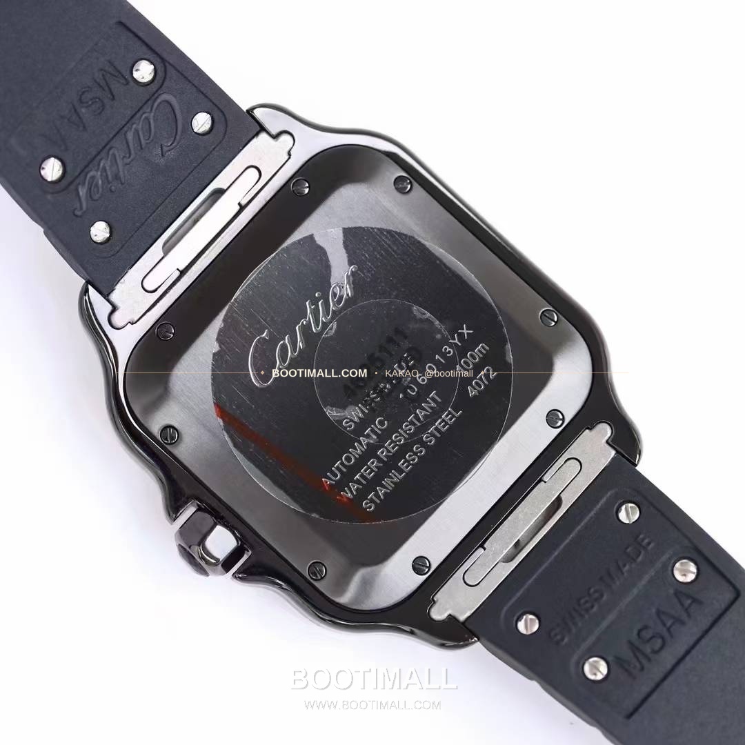 까르띠에 산토스 러버 스트랩 블랙다이얼 오토매틱 Cartier Santos Rubber Strap Black Dial Automatic 39.8mm 8