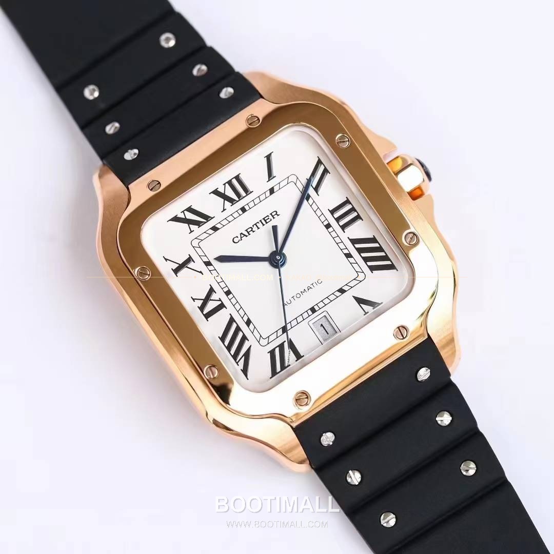 까르띠에 산토스 러버 스트랩 블랙다이얼 오토매틱 Cartier Santos Rubber Strap Black Dial Automatic 39.8mm 2