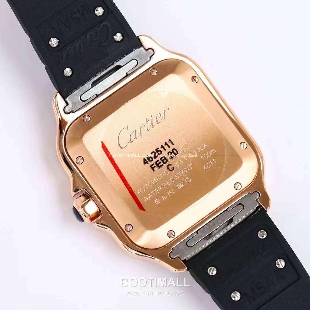 까르띠에 산토스 러버 스트랩 블랙다이얼 오토매틱 Cartier Santos Rubber Strap Black Dial Automatic 39.8mm 8