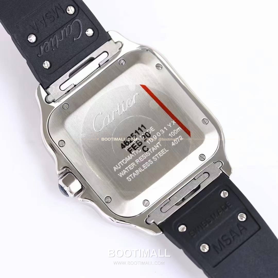 까르띠에 산토스 러버 스트랩 블랙다이얼 오토매틱 Cartier Santos Rubber Strap Black Dial Automatic 39.8mm 8