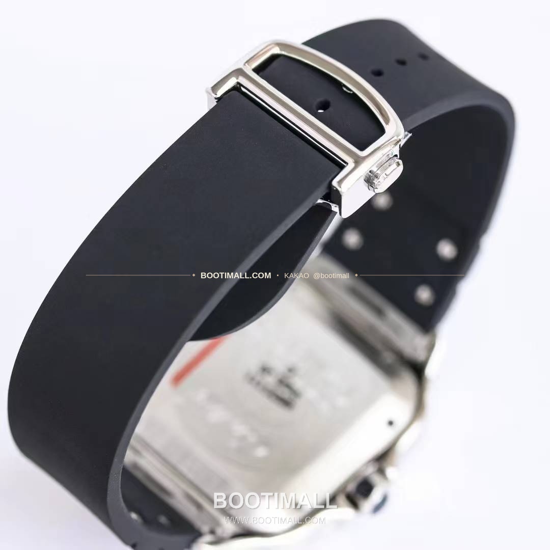 까르띠에 산토스 러버 스트랩 블랙다이얼 오토매틱 Cartier Santos Rubber Strap Black Dial Automatic 39.8mm 9
