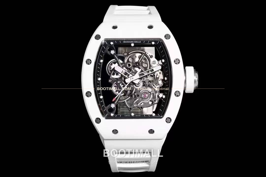 리차드밀 RM055 화이트 세라믹 스켈레톤 오토매틱 Richard Mille RM055 White Ceramic Skeleton Automatic 49.9x42.7mm 1