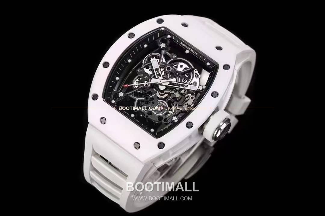 리차드밀 RM055 화이트 세라믹 스켈레톤 오토매틱 Richard Mille RM055 White Ceramic Skeleton Automatic 49.9x42.7mm 2