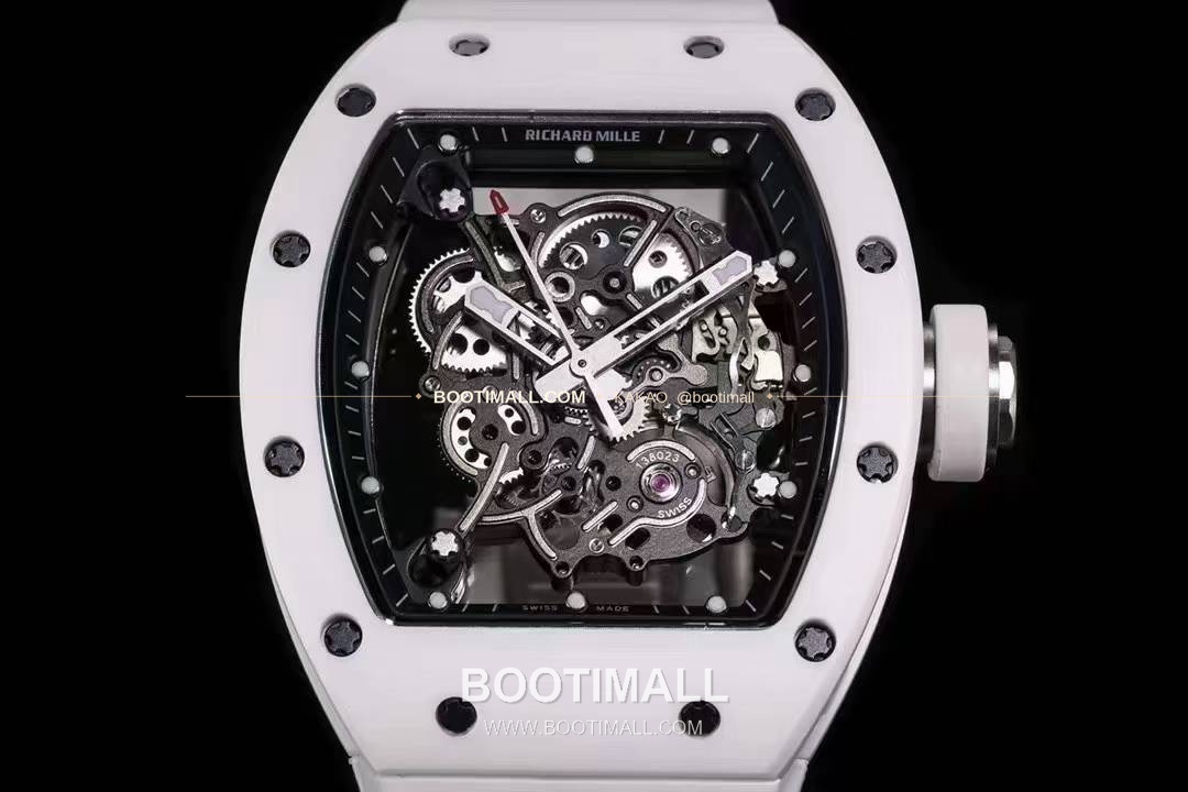 리차드밀 RM055 화이트 세라믹 스켈레톤 오토매틱 Richard Mille RM055 White Ceramic Skeleton Automatic 49.9x42.7mm 3