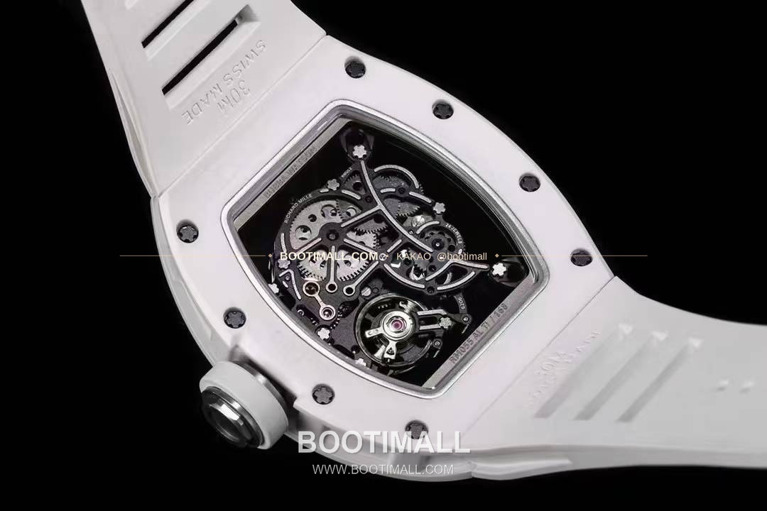리차드밀 RM055 화이트 세라믹 스켈레톤 오토매틱 Richard Mille RM055 White Ceramic Skeleton Automatic 49.9x42.7mm 8