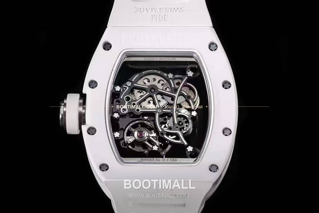 리차드밀 RM055 화이트 세라믹 스켈레톤 오토매틱 Richard Mille RM055 White Ceramic Skeleton Automatic 49.9x42.7mm 9