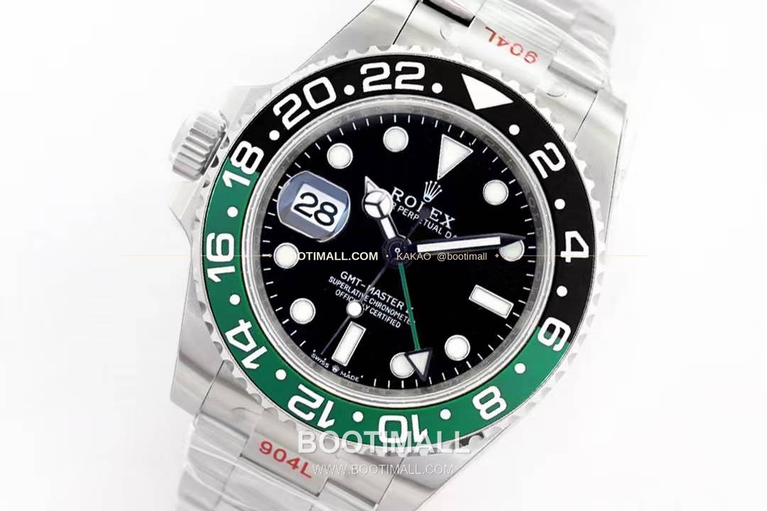 롤렉스 GMT 마스터 II 레프트핸드 스프라이트 그린 블랙 베젤 오토매틱 Rolex GMT-Master II Left Hand Sprite Green Black Bezel Automatic 40mm 4