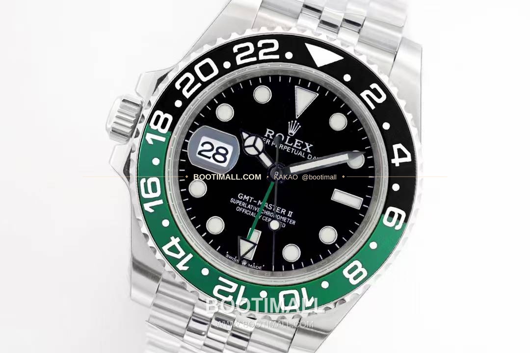 롤렉스 GMT 마스터 II 레프트핸드 스프라이트 그린 블랙 베젤 오토매틱 Rolex GMT-Master II Left Hand Sprite Green Black Bezel Automatic 40mm 4