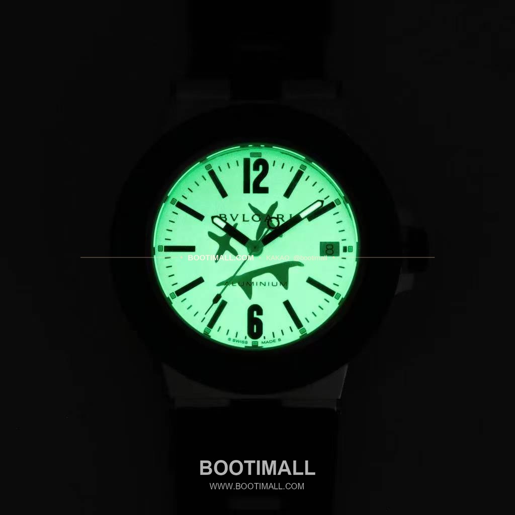 불가리 알루미늄 스틸 러버베젤 데이트 오토매틱 Bvlgari Aluminium Steel Rubber Bezel Date Automatic 40mm 9