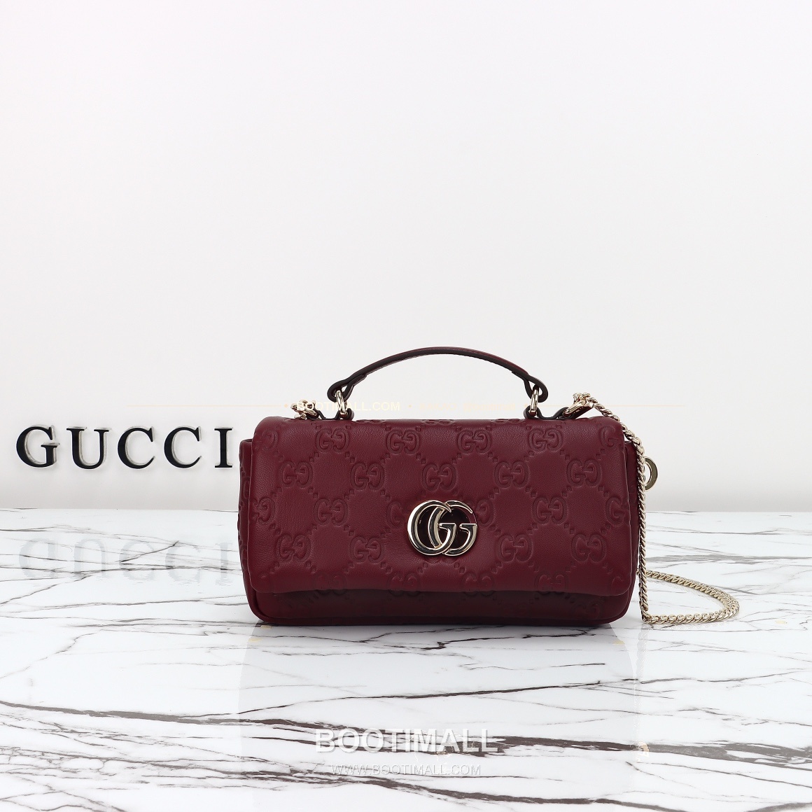 구찌 화이트 엠보싱 카프스킨 슬림 숄더백 Gucci White Embossed Calfskin Slim Shoulder Bag 806017 21cm 4