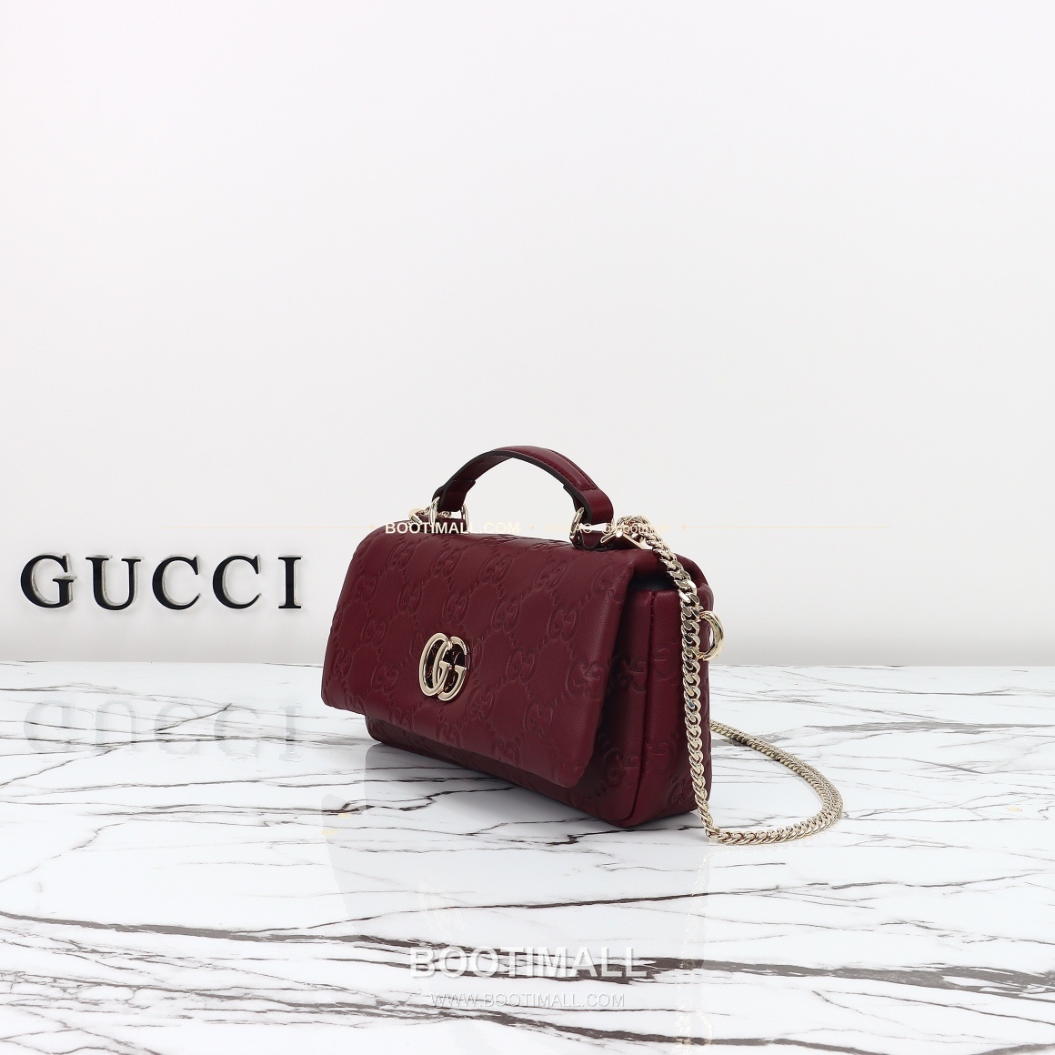 구찌 화이트 엠보싱 카프스킨 슬림 숄더백 Gucci White Embossed Calfskin Slim Shoulder Bag 806017 21cm 5