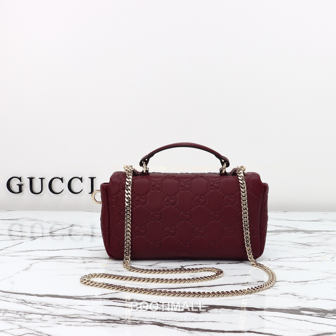 구찌 화이트 엠보싱 카프스킨 슬림 숄더백 Gucci White Embossed Calfskin Slim Shoulder Bag 806017 21cm 6