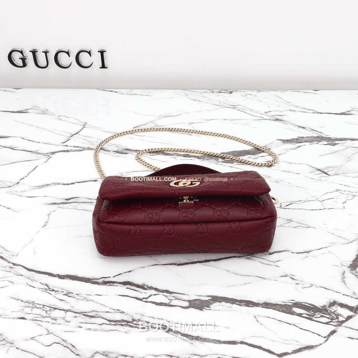 구찌 화이트 엠보싱 카프스킨 슬림 숄더백 Gucci White Embossed Calfskin Slim Shoulder Bag 806017 21cm 11