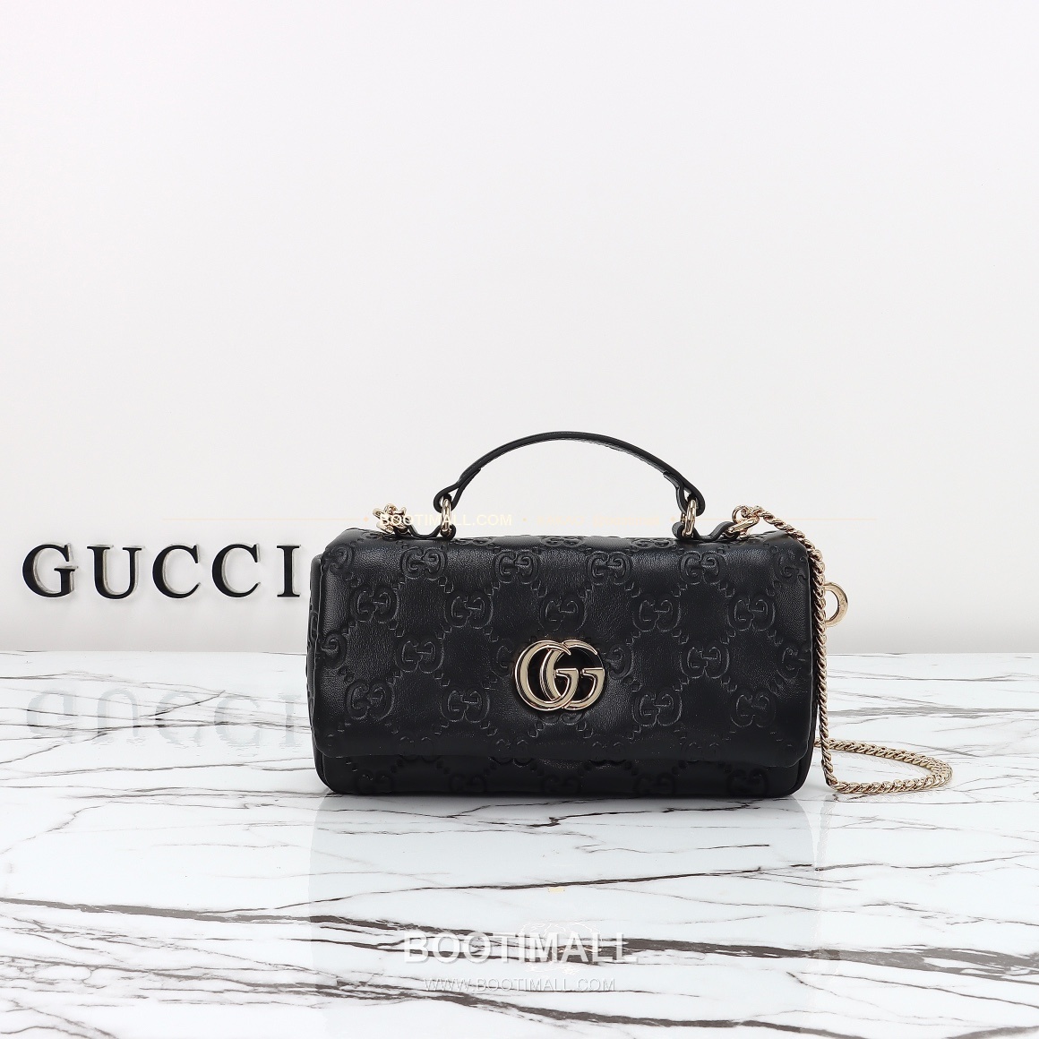 구찌 화이트 엠보싱 카프스킨 슬림 숄더백 Gucci White Embossed Calfskin Slim Shoulder Bag 806017 21cm 10