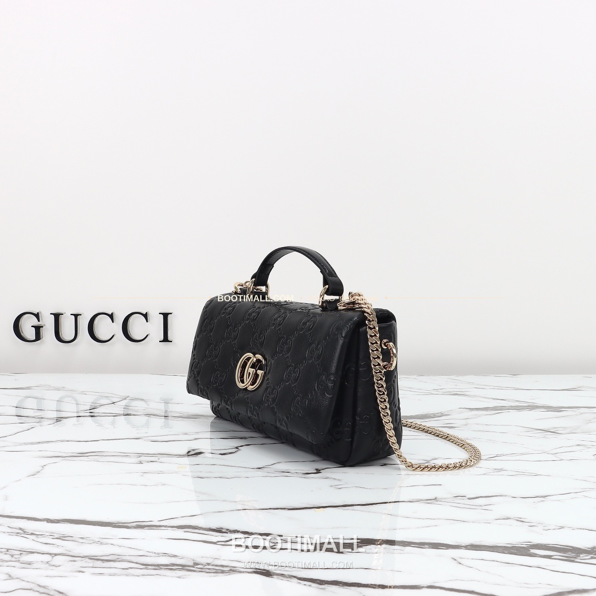 구찌 화이트 엠보싱 카프스킨 슬림 숄더백 Gucci White Embossed Calfskin Slim Shoulder Bag 806017 21cm 11