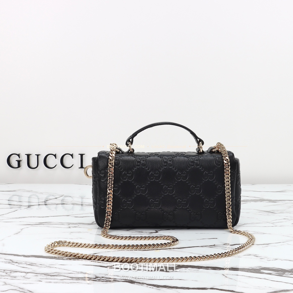 구찌 화이트 엠보싱 카프스킨 슬림 숄더백 Gucci White Embossed Calfskin Slim Shoulder Bag 806017 21cm 12