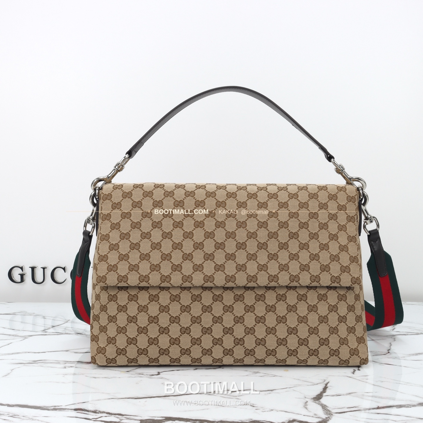 구찌 캔버스 레더 트림 구조 토트백 Gucci Canvas Leather Trim Structured Tote Bag 821616 36cm 10