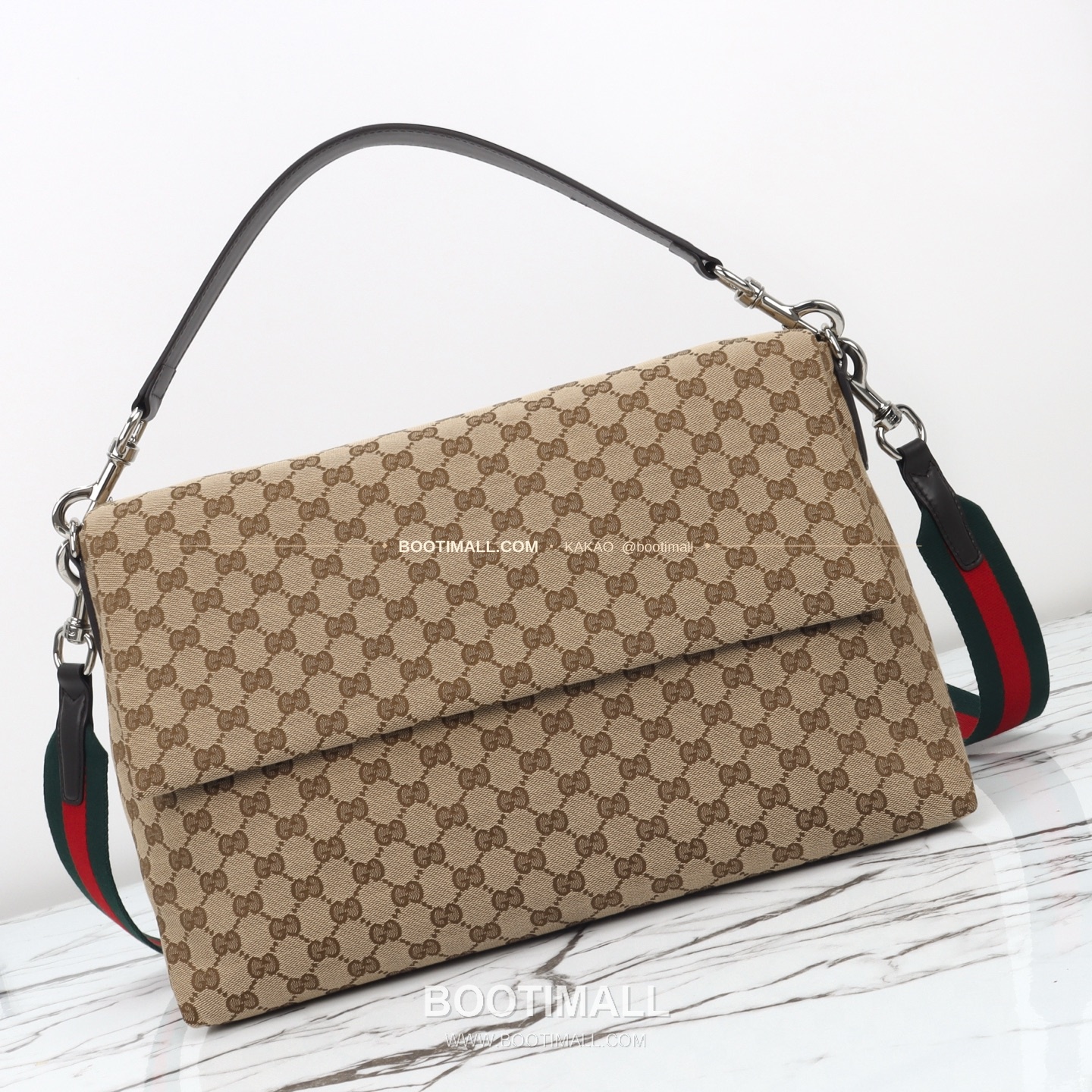 구찌 캔버스 레더 트림 구조 토트백 Gucci Canvas Leather Trim Structured Tote Bag 821616 36cm 13