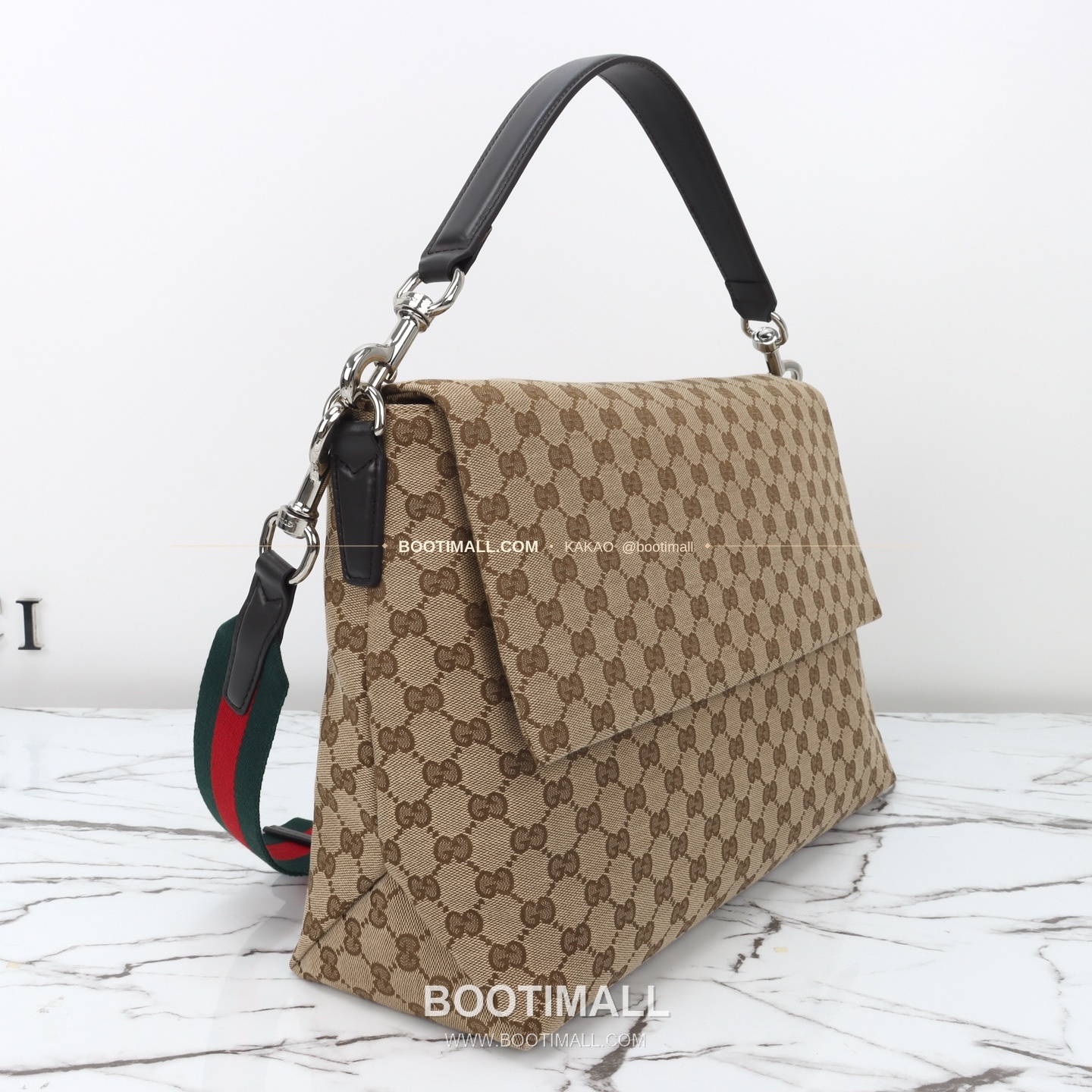 구찌 캔버스 레더 트림 구조 토트백 Gucci Canvas Leather Trim Structured Tote Bag 821616 36cm 14